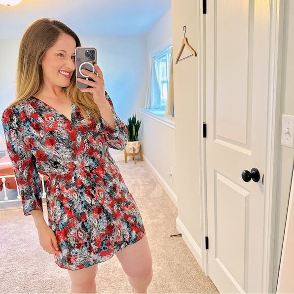 The Kooples Blue Red Floral Mini Dress Small - Picture 1 of 10